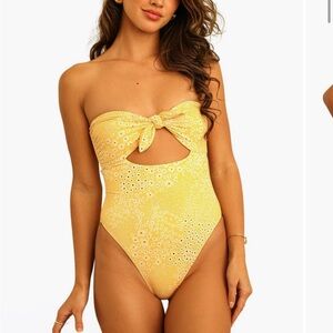 Dippin Daisys Yellow Floral One Piece Swimsuit